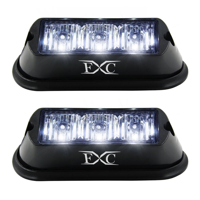 FXC (2PCS 3-LED Strobe Light White Waterproof Emergency Beacon Flash Lights,Purishion Caution Bar 12 Different Flashing Car SUV Pickup Truck Van - Image 1